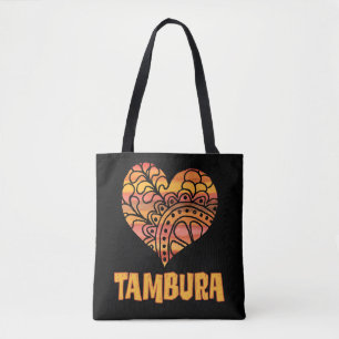 Liebe Tambura Orange Mandala Herz indische Musik Tasche