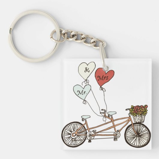 Liebe Tandembike mit Ballons Schlüsselanhänger (Vorderseite)