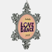 Liebe-Tanz Schneeflocken Zinn-Ornament (Links)