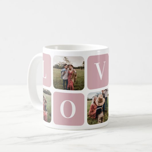 Liebe-Tasse für benutzerdefinierte rosa FotoCollag Kaffeetasse (Vorderseite Links)