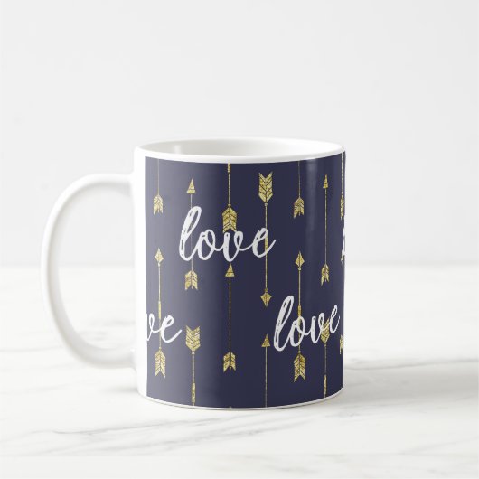 Liebe Tasse lila Pfeile (Links)