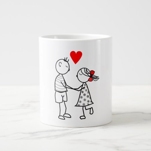 Liebe Tasse mit Niedlichem Paar - Malerei (Vorderseite)