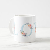 Liebe Tasse Pastel Floral Alphabet Typografie (Vorderseite Links)