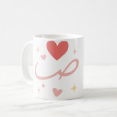 Liebe Tasse - Romantische Herzen und das Wort "Lie (Vorderseite Links)