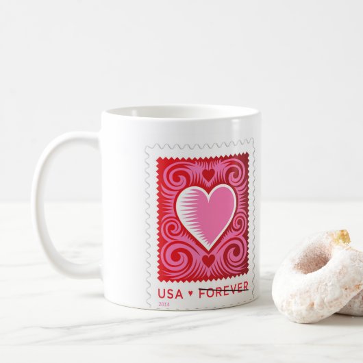 Liebe-Tassen-für immer Briefmarke Kaffeetasse (Mit Donut)