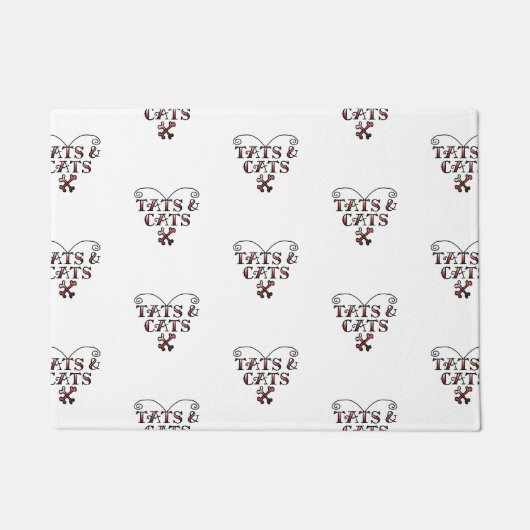 Liebe Tats & Katzen Tätowierer Herzstück Doormat Fußmatte (Vorderseite)