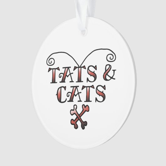 Liebe Tats u. Katzen-Tätowierungs-Art-Herz Ornament (Vorderseite)