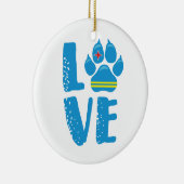 LIEBE-TATZE (blaue Buchstaben) - Verzierung Keramikornament (Rechts)