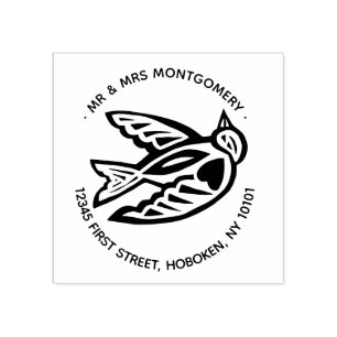 Liebe Taube Rücksendeadresse Briefmarke Gummistempel