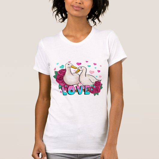 LIEBE taucht Herz und Blüte T-Shirt (Vorderseite)