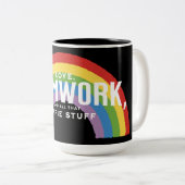 Liebe, Teamwork und all das Hippie-Zeug Zweifarbige Tasse (VorderseiteRechts)