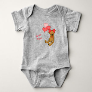 Liebe Teddy Bear Pink Baby Strampler