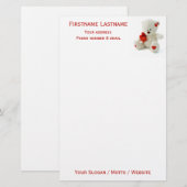 Liebe Teddy Valentine Briefpapier (Vorne/Hinten)