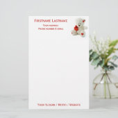 Liebe Teddy Valentine Briefpapier (Stehend Vorderseite)