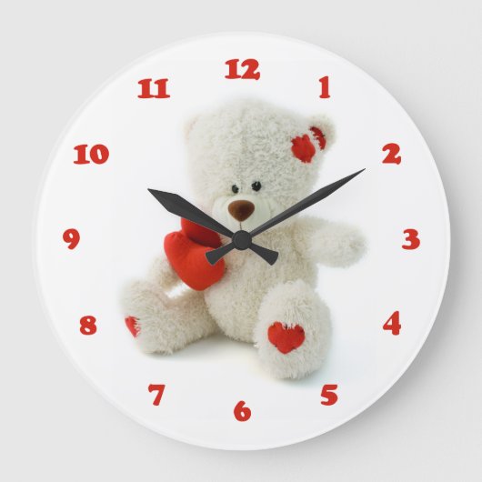 Liebe Teddy Valentinuhr Große Wanduhr (Vorderseite)