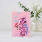 Liebe Teddybär mit Tulip Postkarte (Stehend Vorderseite)