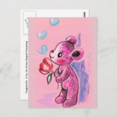 Liebe Teddybär mit Tulip Postkarte (Vorne/Hinten)