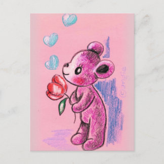 Liebe Teddybär mit Tulip Postkarte