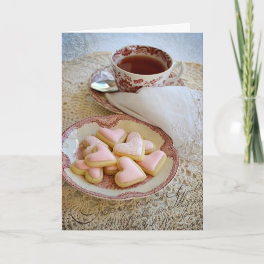 Liebe | Tee- und Herzkekse | Romantische Karte (Vorderseite)