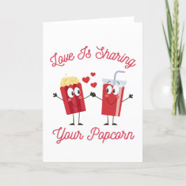 Liebe teilt sich Ihren Popcorn Funny Valentine Day Feiertagskarte