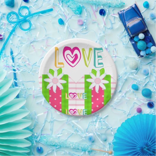 Liebe "Teller rotes Herz" Pappteller (Party)