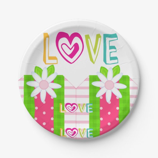 Liebe "Teller rotes Herz" Pappteller (Vorderseite)