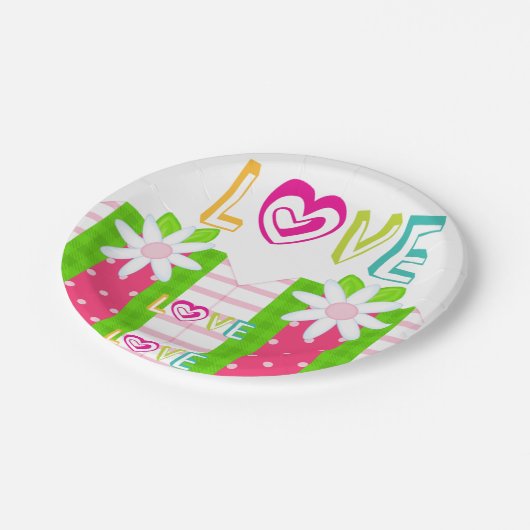 Liebe "Teller rotes Herz" Pappteller (Schrägansicht)