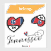 Liebe Tennessee, 3 Designs, Aufkleber Die (Blatt)