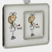 Liebe Tennis Gerahmt Ornament Rahmen-Ornament Silber (Rechts)
