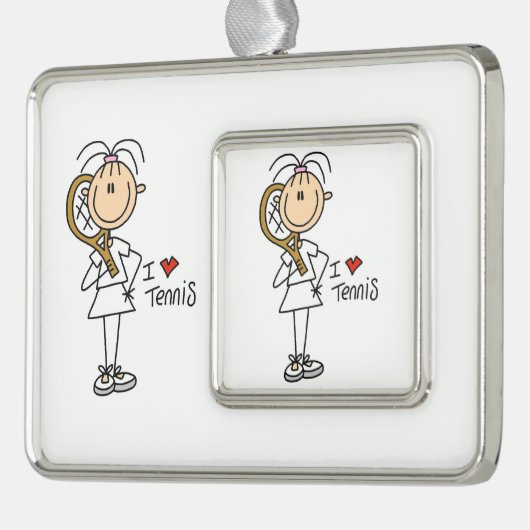 Liebe Tennis Gerahmt Ornament Rahmen-Ornament Silber (Links)