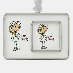 Liebe  Tennis Gerahmt Ornament Rahmen-Ornament Silber