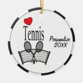 Liebe Tennis in Schwarz und Weiß Keramikornament (Vorne)
