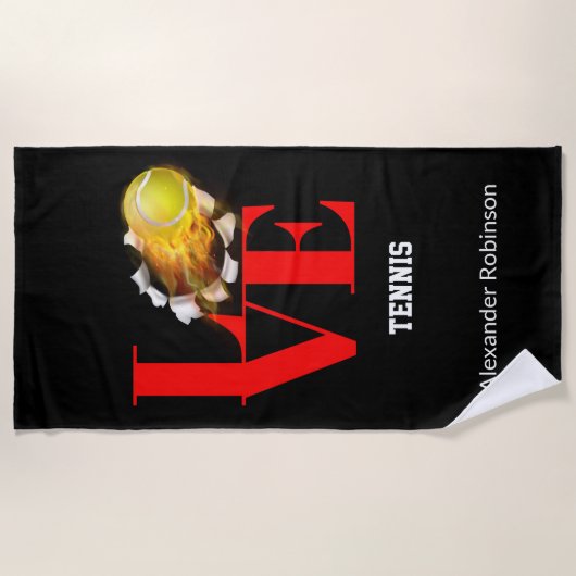 Liebe Tennis Personalisiert Sports Strandtuch (Vorderseite)