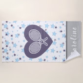 Liebe Tennis Rackets & Ball Farbige Stars Strandtuch (Vorderseite)