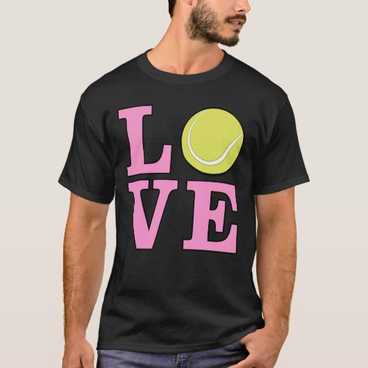 Liebe Tennis - Rosa Text T-Shirt (Vorderseite)