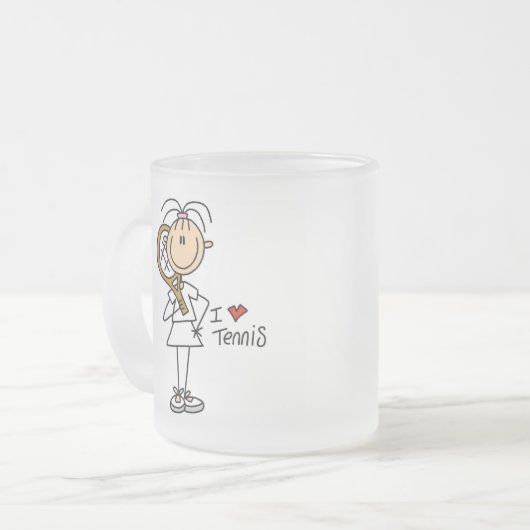 Liebe-Tennis-T-Shirts und Geschenke des Mädchen-I Mattglastasse (Vorderseite Links)