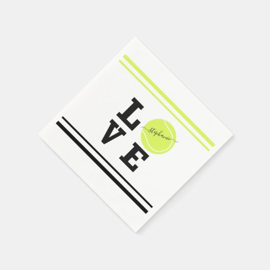 Liebe Tennis Vorname Gelber Ball Serviette (Ecke)
