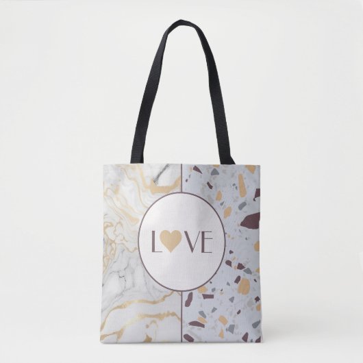 Liebe Terrazzo Marbella mit Goldenen Herzen Indivi Tasche (Vorderseite)