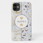 Liebe Terrazzo Marble iPhone Case Kundenname (Rückseite)