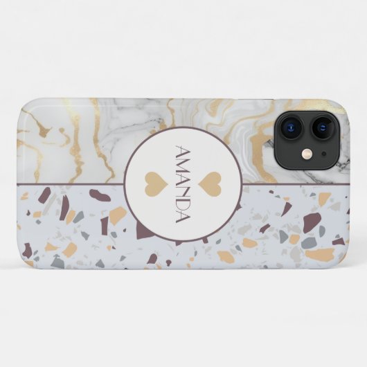 Liebe Terrazzo Marble iPhone Case Kundenname (Rückseite (Horizontal))