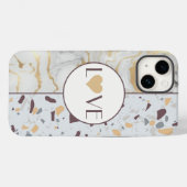 Liebe Terrazzo Marble iPhone Case mit Gold Heart (Rückseite (Horizontal))
