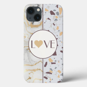 Liebe Terrazzo Marble iPhone Case mit Gold Heart