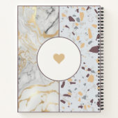 Liebe Terrazzo-MarmorNotebook mit Goldenen Herzen Notizblock (Rückseite)