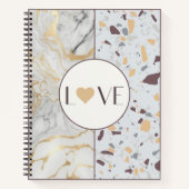 Liebe Terrazzo-MarmorNotebook mit Goldenen Herzen Notizblock (Vorderseite)
