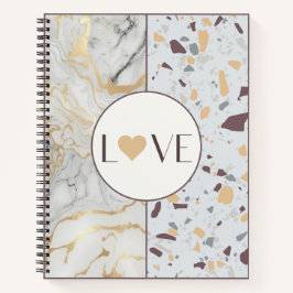 Liebe Terrazzo-MarmorNotebook mit Goldenen Herzen Notizblock