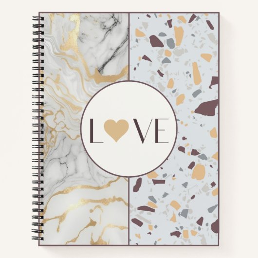 Liebe Terrazzo-MarmorNotebook mit Goldenen Herzen Notizblock (Vorderseite)