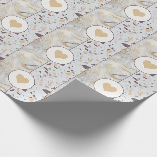 Liebe Terrazzo und Marmor Gold Heart Wrapping Pape Geschenkpapier (Ecke)