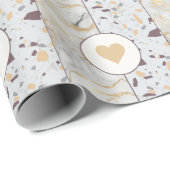 Liebe Terrazzo und Marmor Gold Heart Wrapping Pape Geschenkpapier (Rolleneckpunkt)