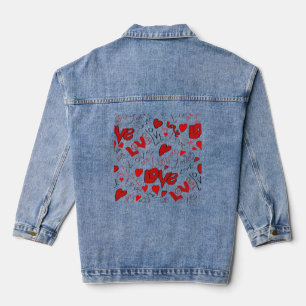 Liebe Text Art Denim Jacket Jeansjacke