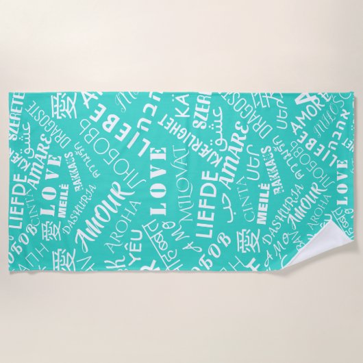 Liebe Text Beach Handtuch Multi Sprache Türkisch (Vorderseite)